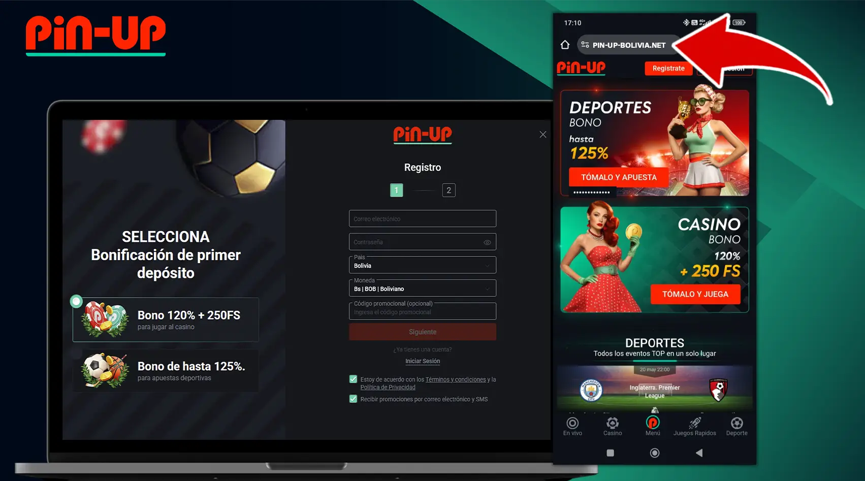 Paso 1 Registrarse en Pin Up Casino